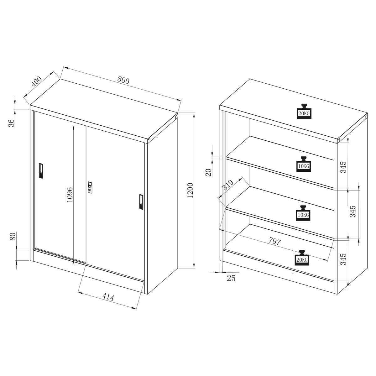 Aktenschrank Malivo - Weiss/Anthrazit, Konventionell, Metall (80/120/40cm) - MID.YOU