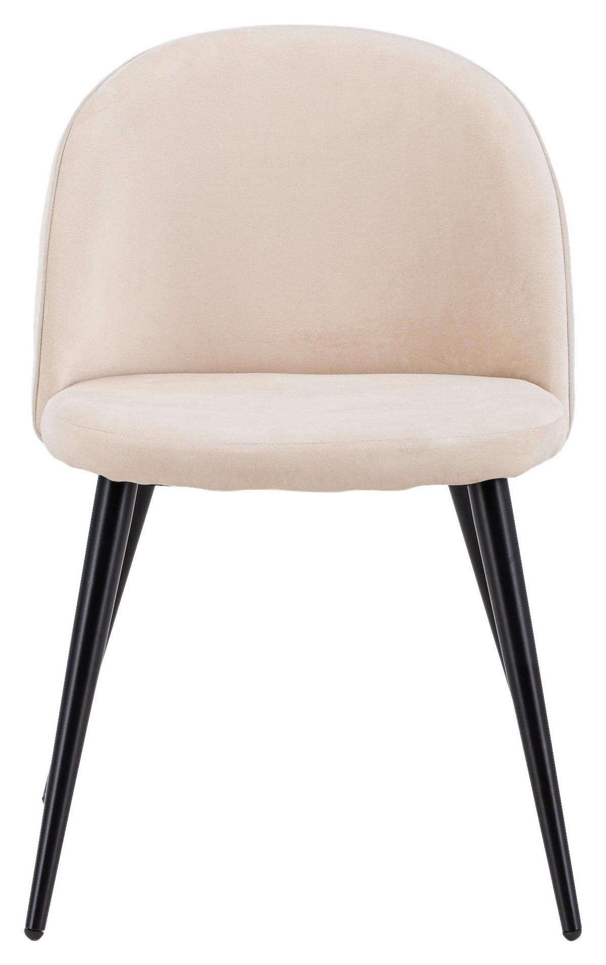STUHL-SET VELVET - Beige/Schwarz, Design, Textil/Metall (50/76,5/57cm) - Livetastic