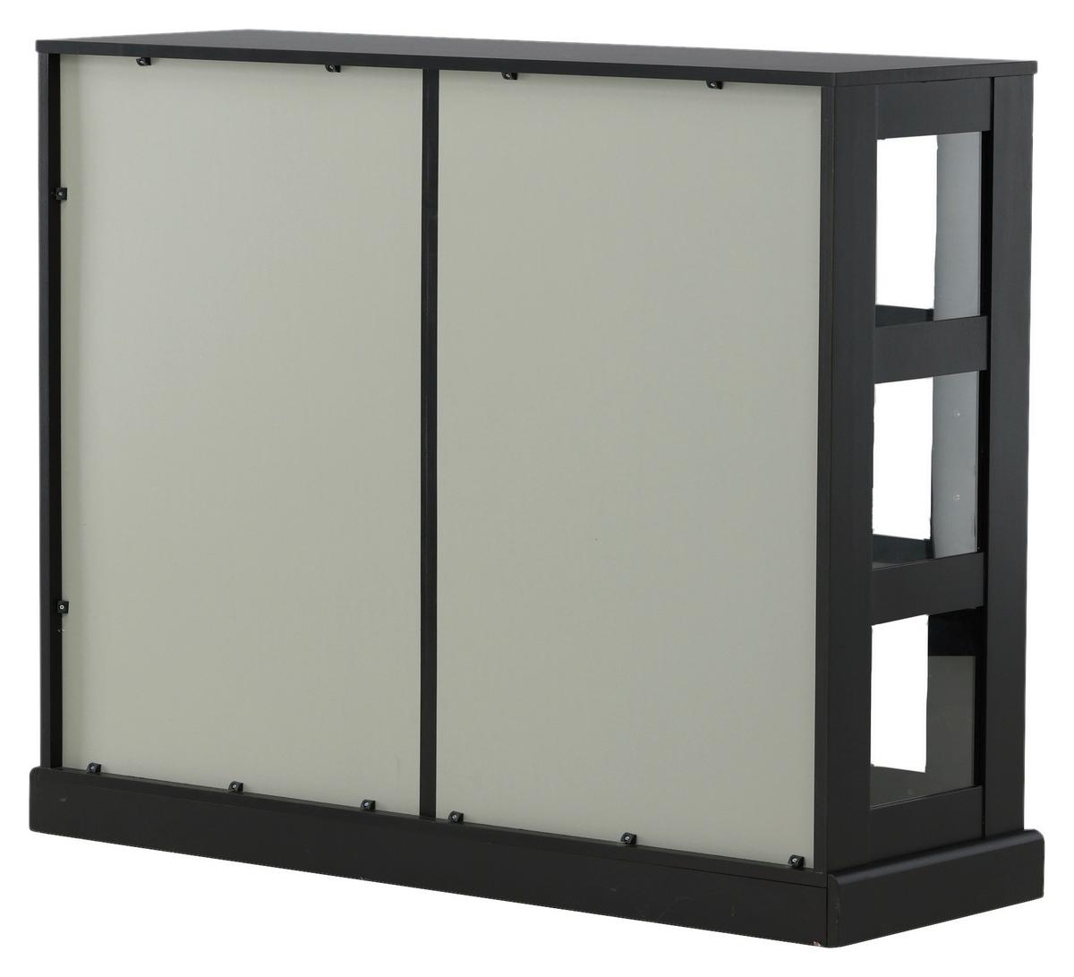 SIDEBOARD LOCK - Schwarz, Design, Glas/Holzwerkstoff (120/95/40cm) - Livetastic
