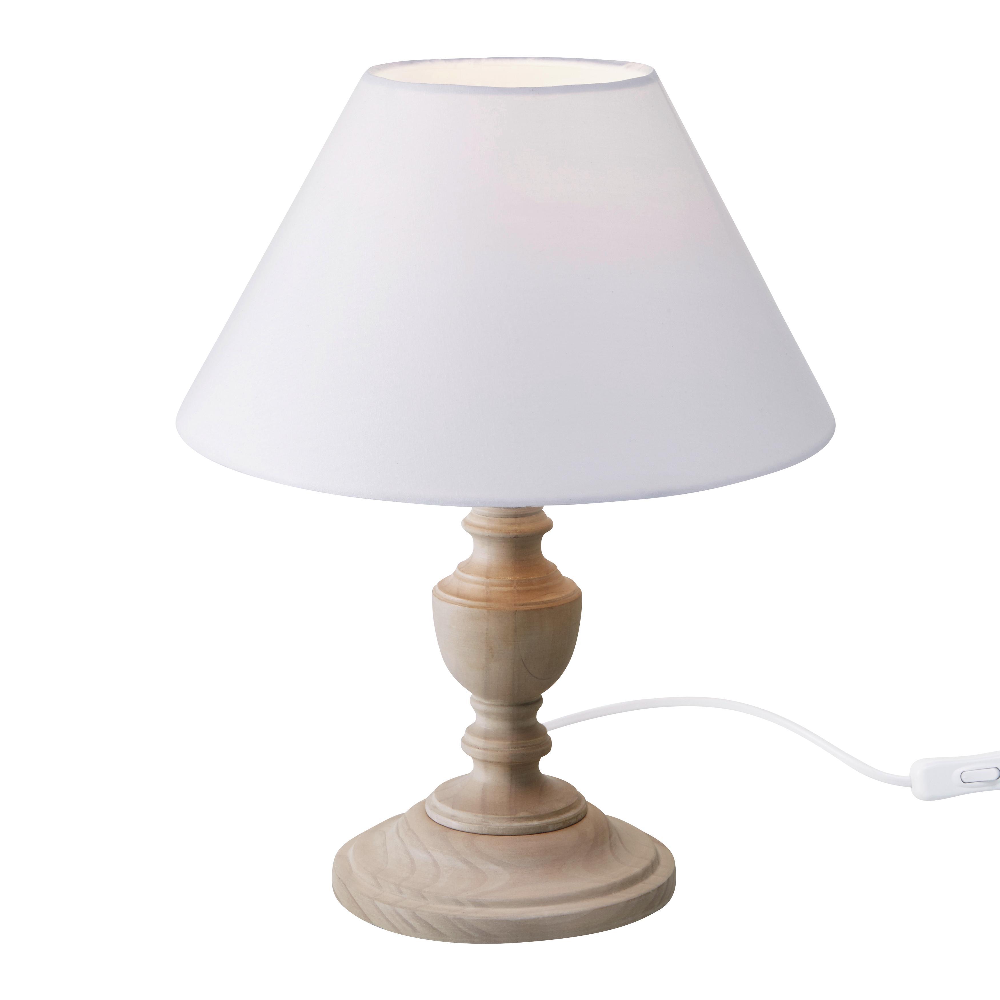 TISCHLEUCHTE max. 40 Watt 'Claire' - Weiß/Nickelfarben, ROMANTIK / LANDHAUS, Holz/Textil (28/36cm) - Bessagi Home