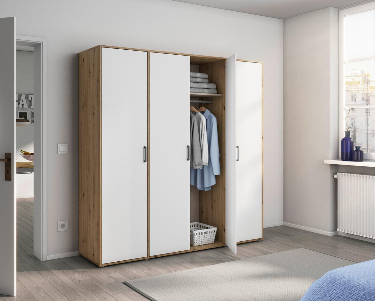 Ormar S Klasičnim Vratima Voyager - bijela/siva, Moderno, drvni materijal/plastika (187/194/53cm) - Modern Living