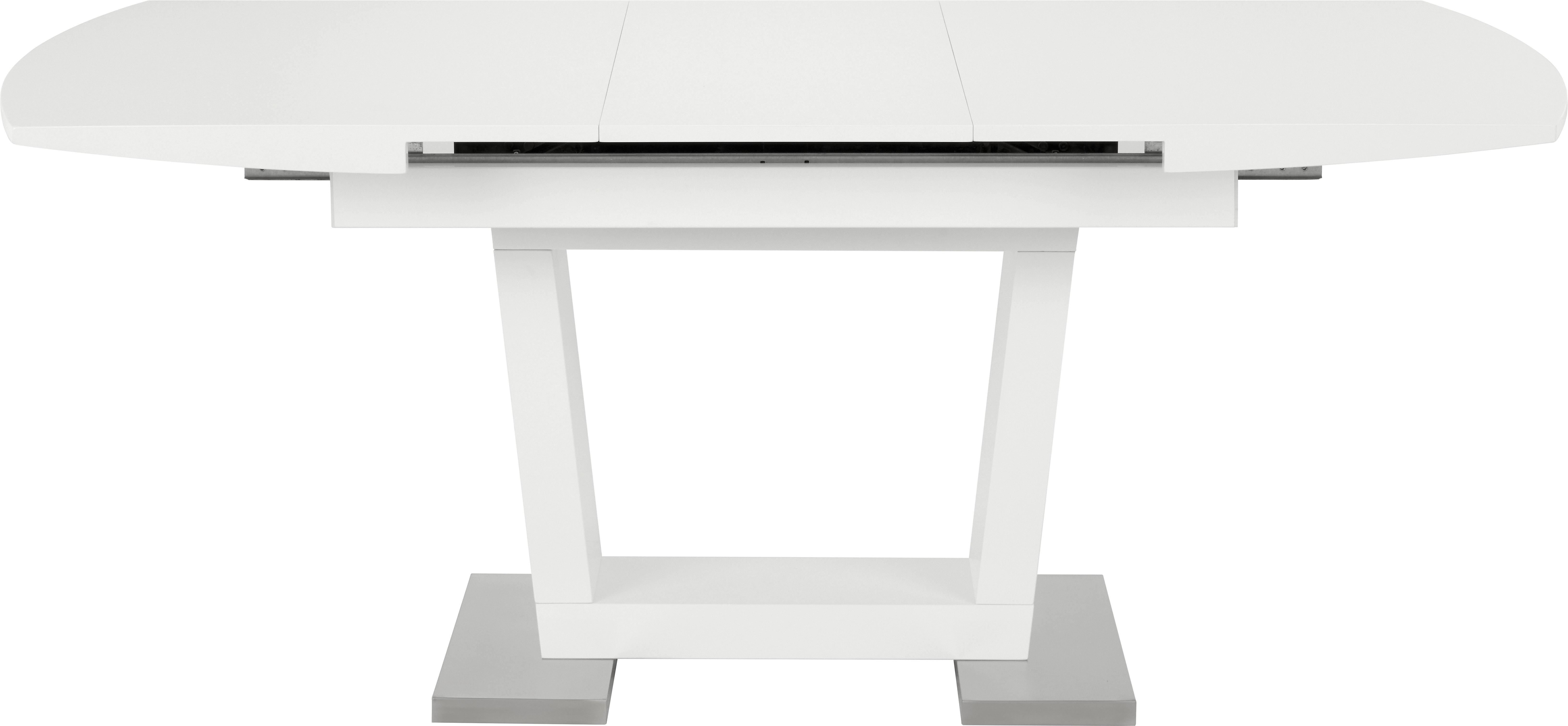 Kihúzható Asztal Marlon - Nemesacél/Fehér, modern, Faalapú anyag/Fém (140-180/90/76cm)