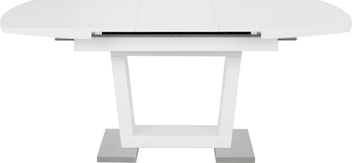 STÓŁ ROZSUWANY MARLON - kolor stalowy/biały, Modern, materiał drewnopochodny/metal (140-180/90/76cm) - Mömax