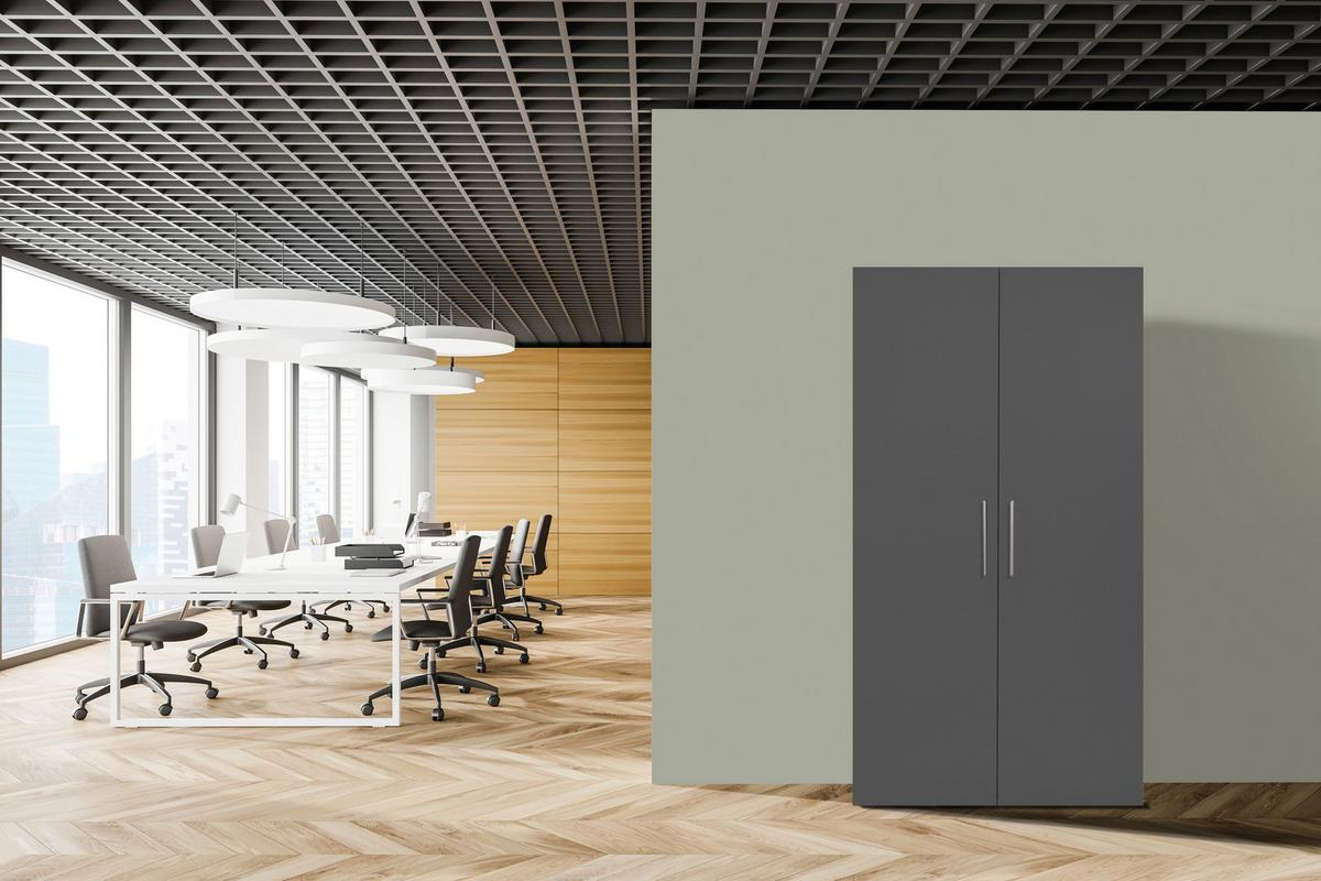 Schrankküche Economy Grau mit Geräte B: ca. 104 cm - Edelstahlfarben/Weiß, MODERN, Holzwerkstoff/Metall (104/193/67cm) - Respekta