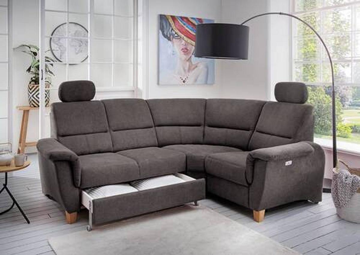 Wohnlandschaft Parole Anthrazit Struktur - Wildeiche/Anthrazit, KONVENTIONELL, Holz/Textil (237/186cm) - Livetastic