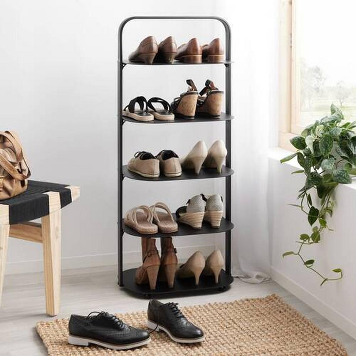 Regal Levit in Schwarz - Schwarz, MODERN, Kunststoff/Metall (47/109/35cm) - Premium Living