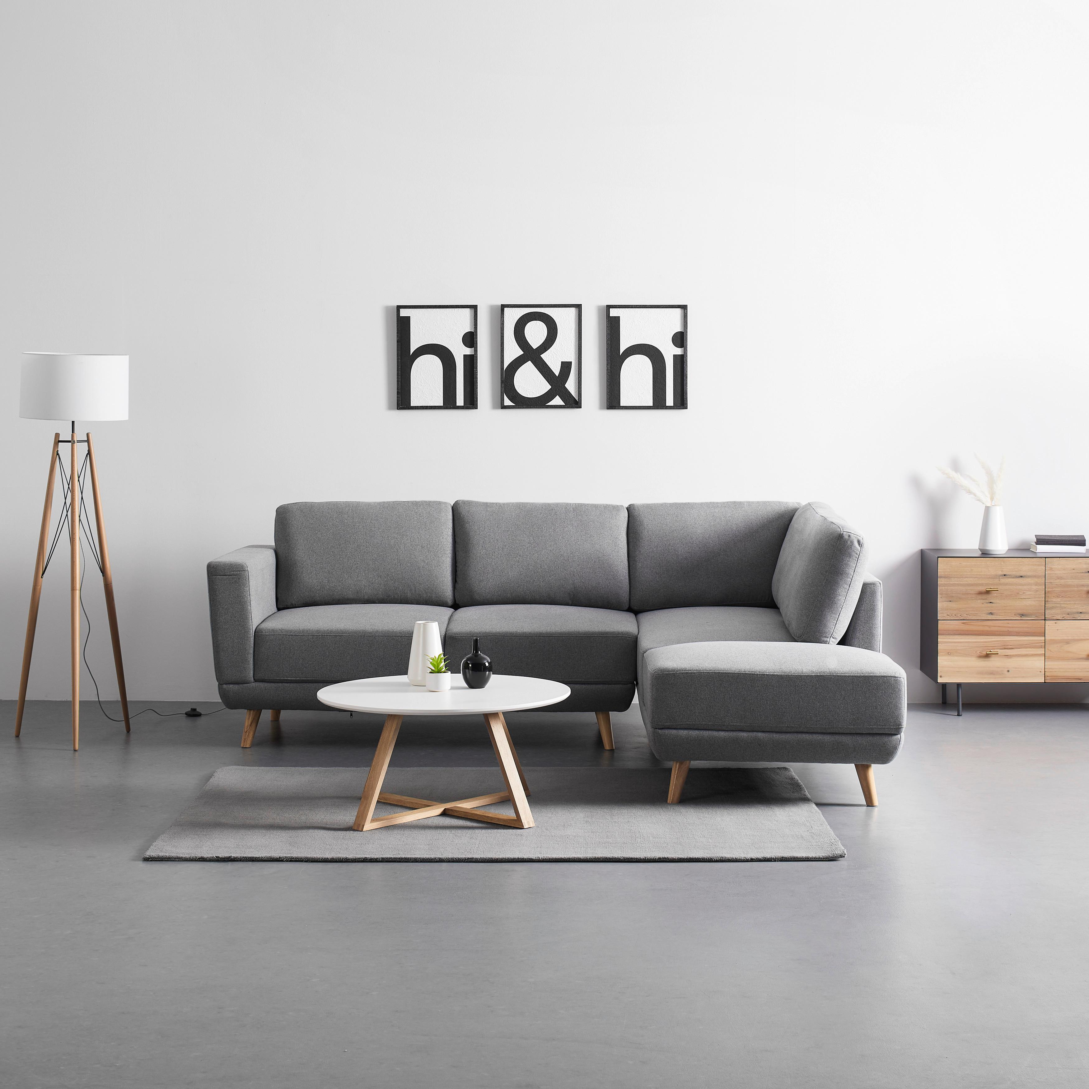 WOHNLANDSCHAFT KYLE - Naturfarben/Grau, Modern, Holz/Textil (242/88/189cm) - Bessagi Home