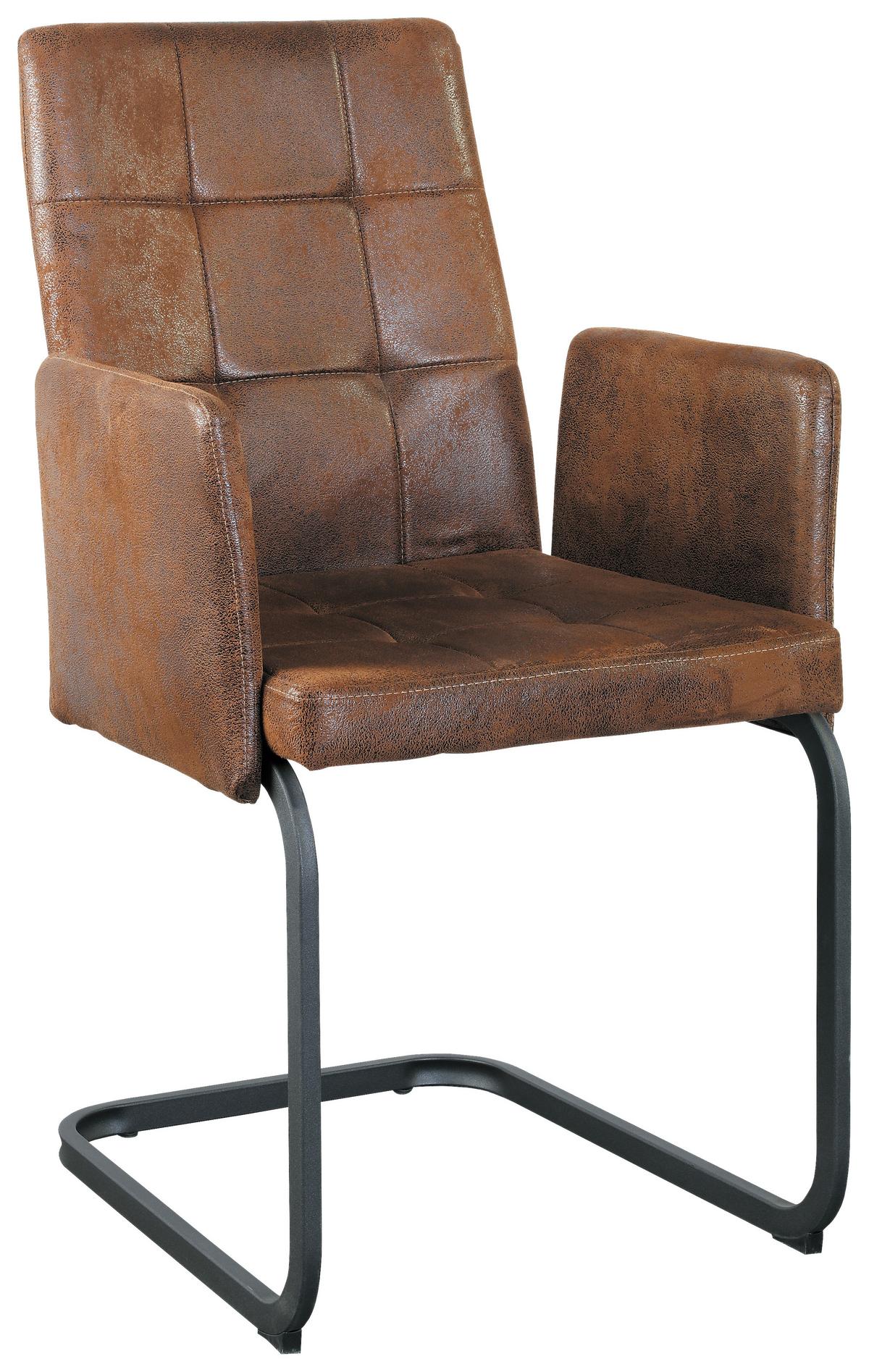 KRZESŁO Z PODŁOKIETNIKAMI BORDAL - czarny/brązowy, Modern, metal/tkanina (52/91/59,5cm) - MID.YOU