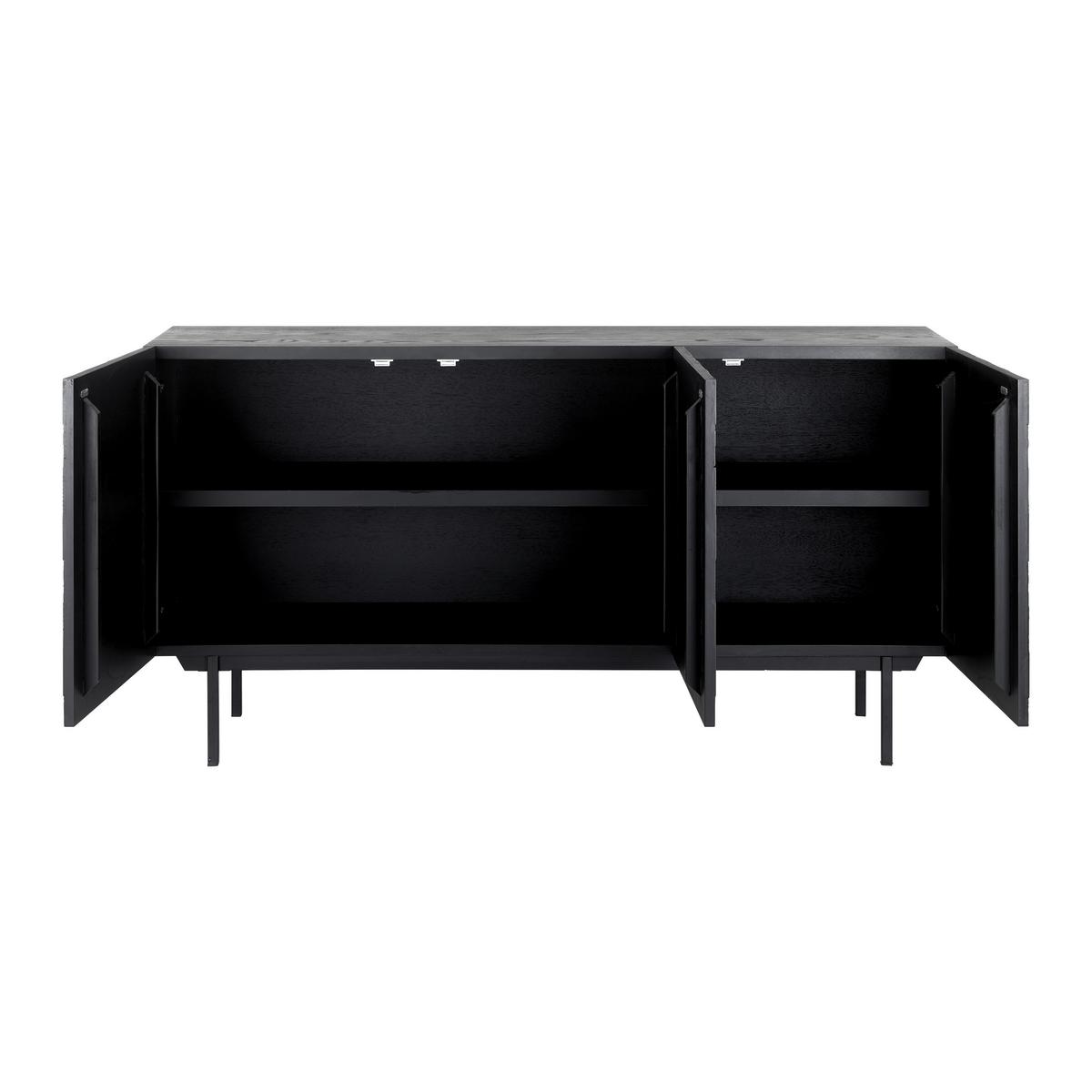 Sideboard Roma in Schwarz massiv - Schwarz, Modern, Holz/Metall (150/78/40cm) - Bessagi Home