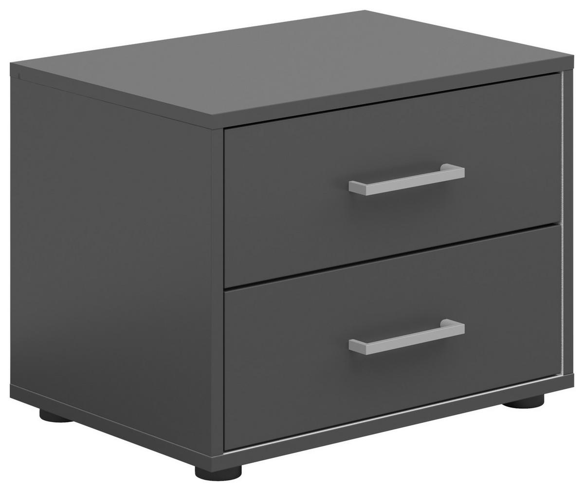 Noćni Ormarić Smart 2 - sivo-bijela/srebrne boje, Basics, drvni materijal/plastika (50/38/35cm) - Modern Living