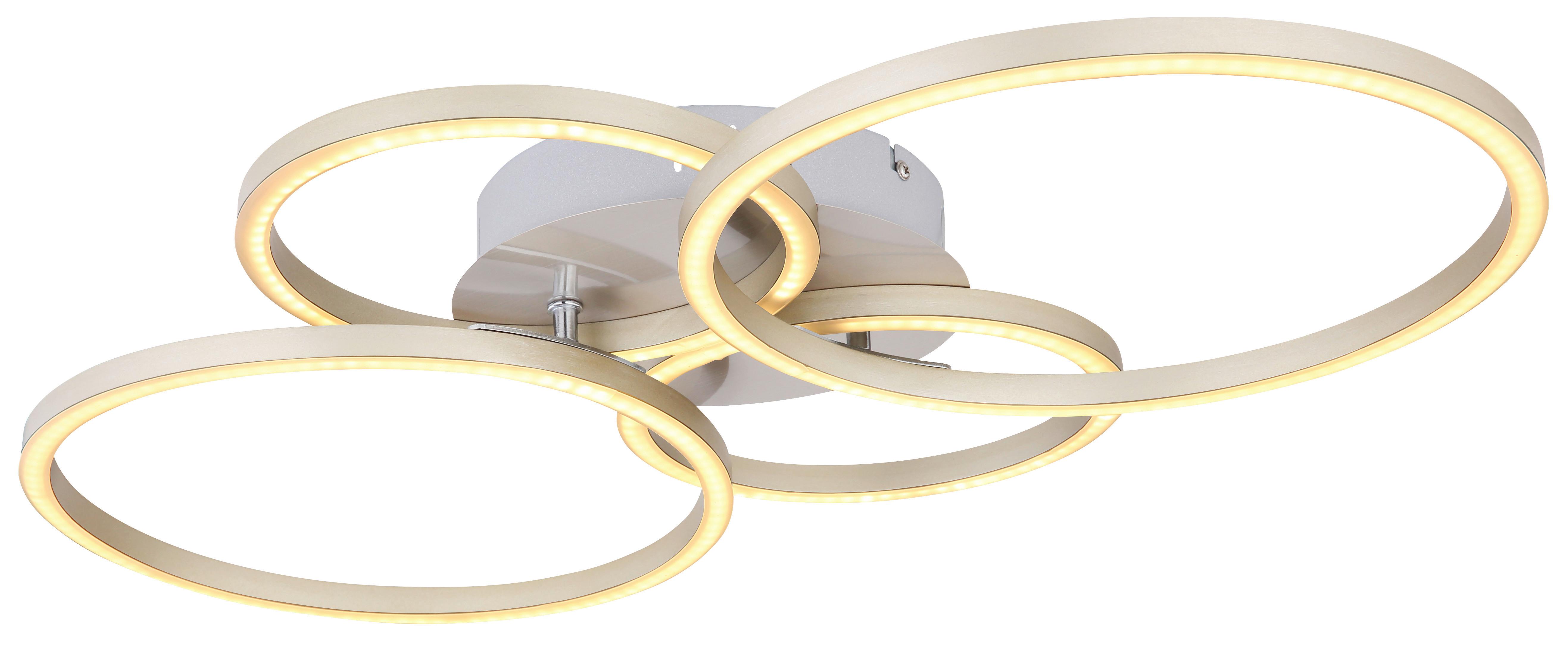 LED-Deckenleuchte Kendy max. 40 Watt - Opal/Nickelfarben, Basics, Kunststoff/Metall (65,5/40,6/7,5cm) - Globo