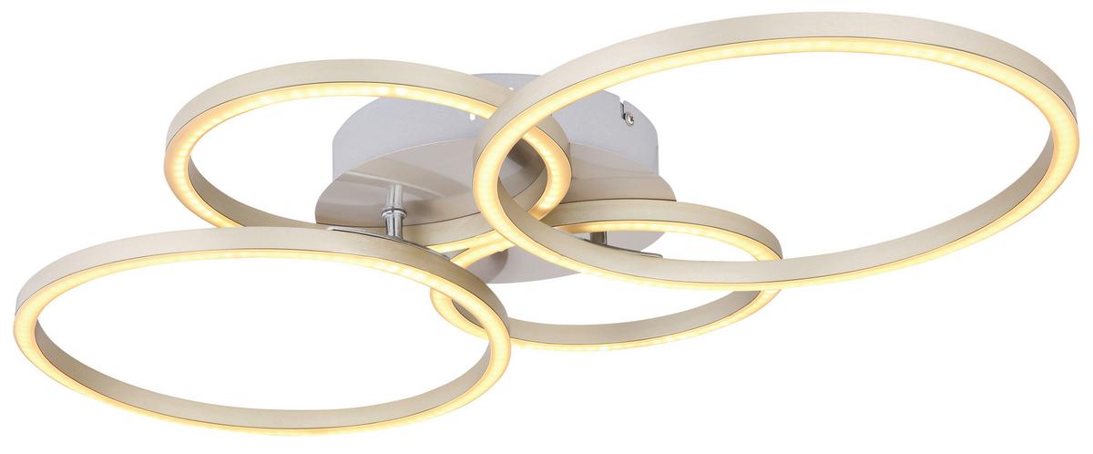 Stropna Led-svetilka Kendy, S Sijalko - barve niklja/opal, Basics, kovina/umetna masa (65,5/40,6/7,5cm) - Globo