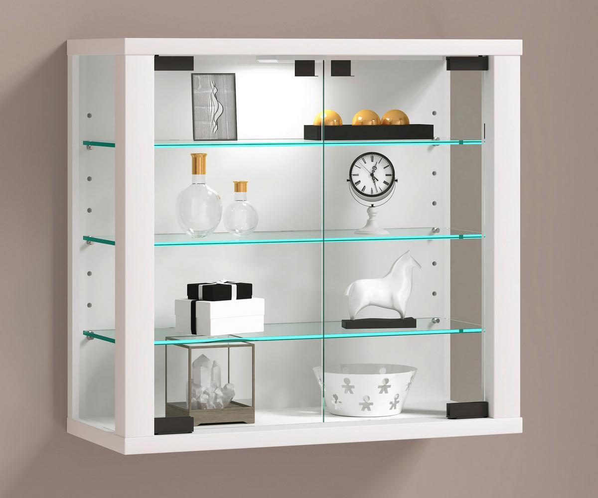 Viseča Vitrina Vitrosa S, Bela - bela, Design, steklo/leseni material (43/40/18cm) - MID.YOU