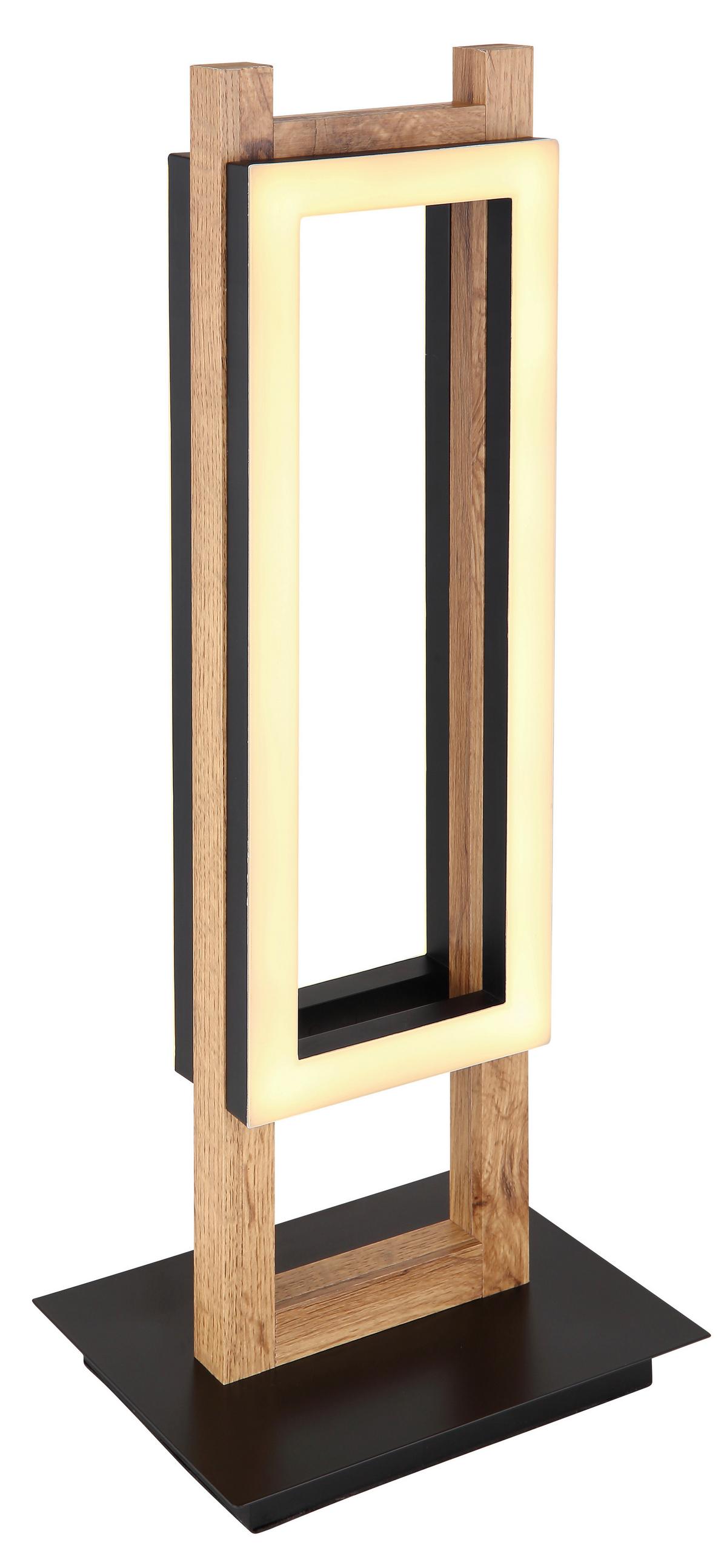 LED-Tischleuchte 57266T in Schwarz/Dunkelbraun max. 20 W - Dunkelbraun/Opal, Design, Holzwerkstoff/Kunststoff (20/15/50cm) - Globo