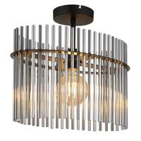 DECKENLEUCHTE 15698D2 GORLEY - Schwarz/Grau, Konventionell, Glas/Metall (40/22/34cm) - Globo