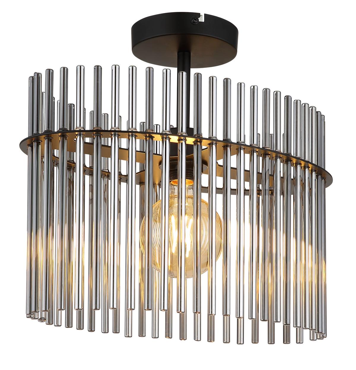 DECKENLEUCHTE 15698D2 GORLEY - Schwarz/Grau, Konventionell, Glas/Metall (40/22/34cm) - Globo