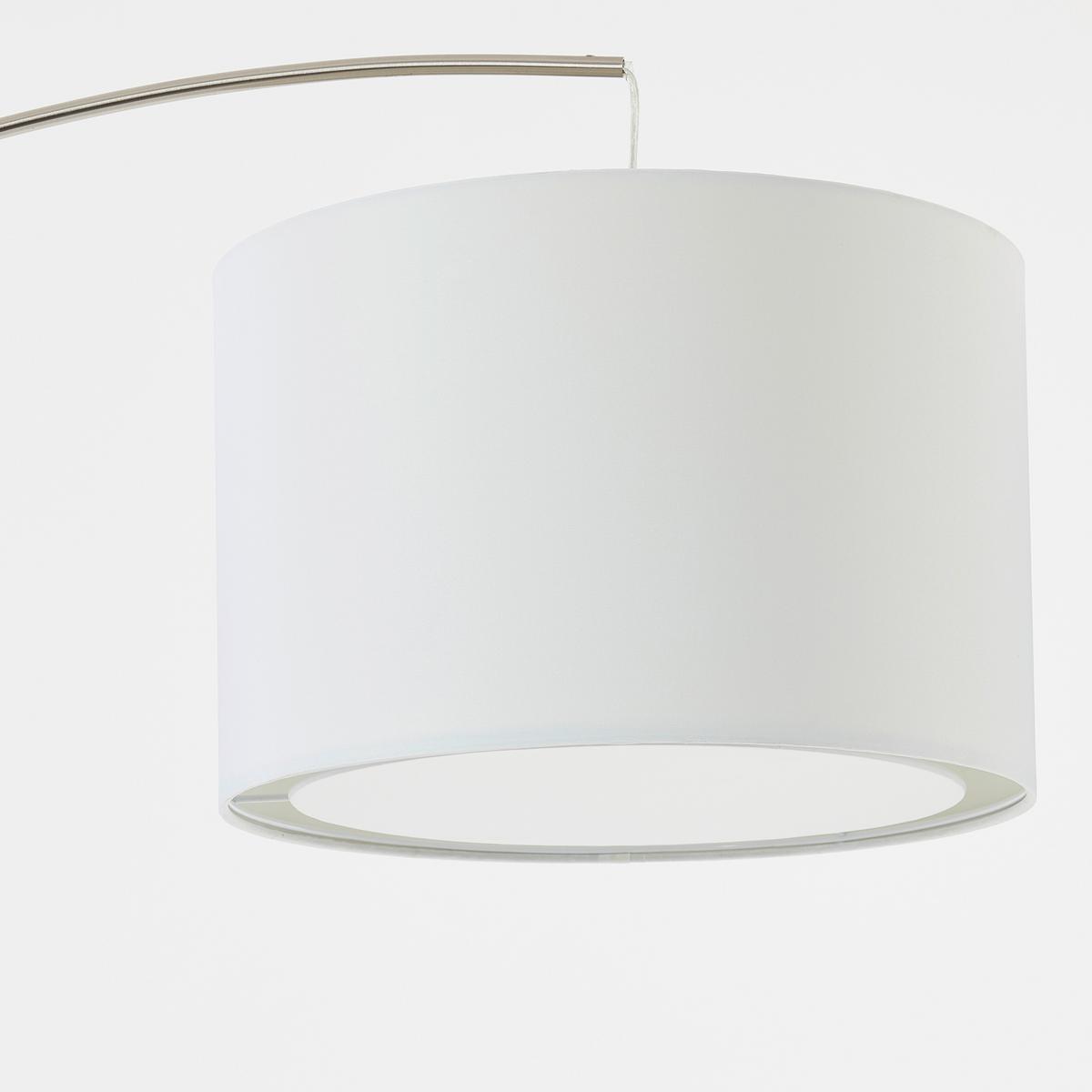 Bogenleuchte Clarie max. 60 Watt - Silberfarben/Weiß, Design, Textil/Metall (36/180cm)