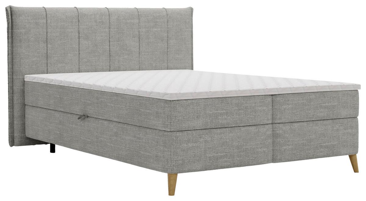 Boxbett Veloria Grau ca. 140x200cm - Schwarz/Grau, KONVENTIONELL, Textil/Metall (140/200cm) - Based