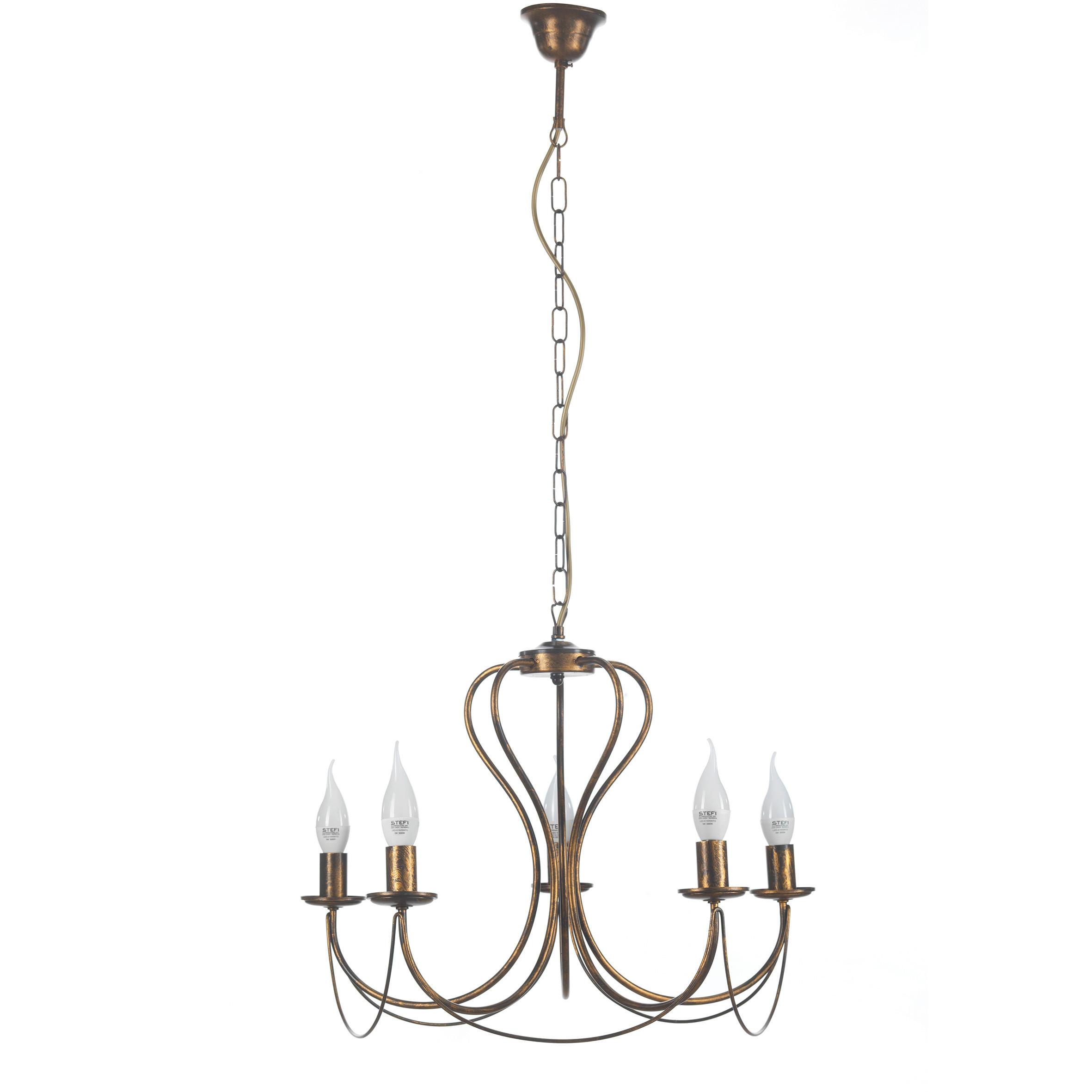 Kronleuchter Candela bronzo Bronzefarben max. 6 Watt - Bronzefarben, Basics, Metall (55/55/105cm)