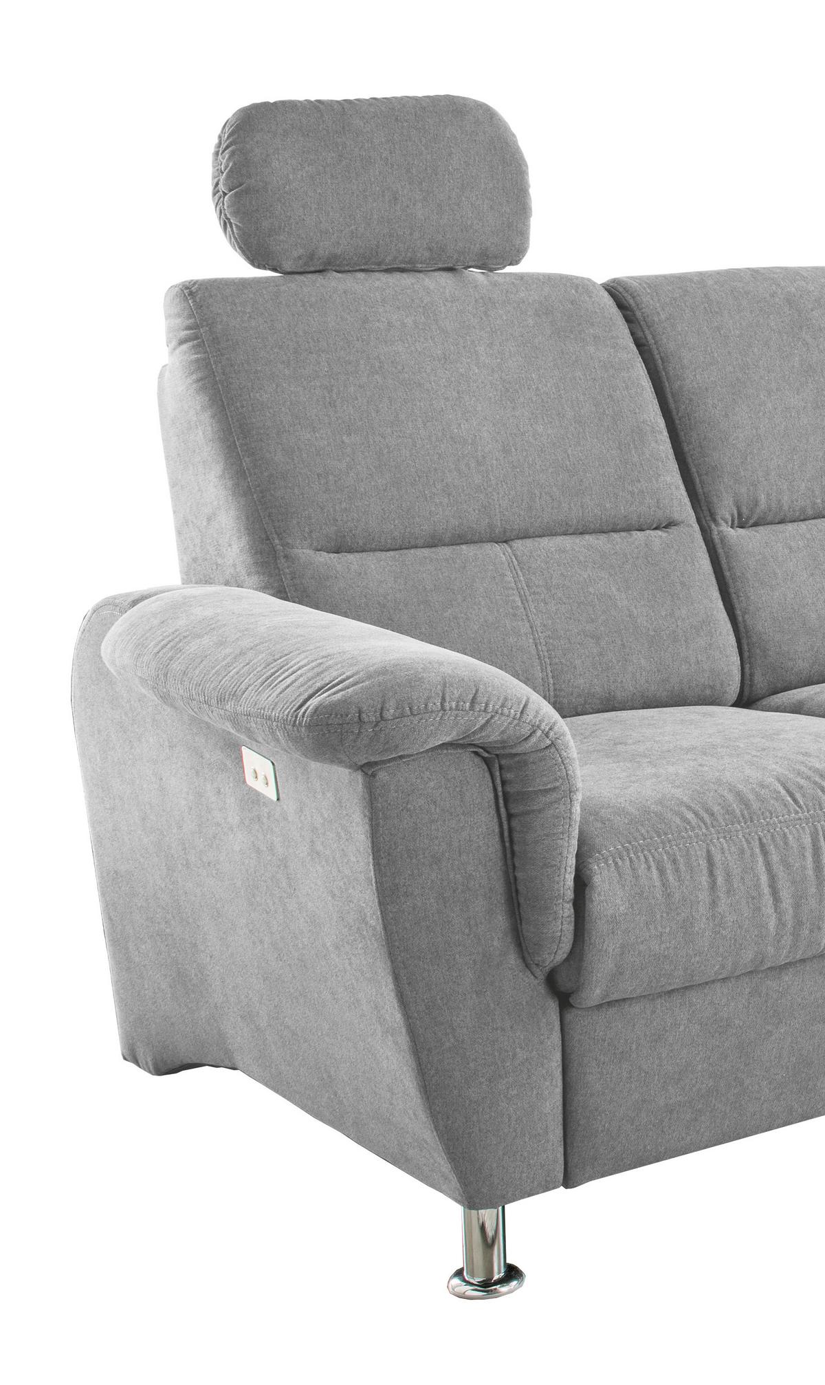 Wohnlandschaft Parole Grau Mikrofaser - Chromfarben/Grau, KONVENTIONELL, Textil/Metall (292/165cm) - Livetastic