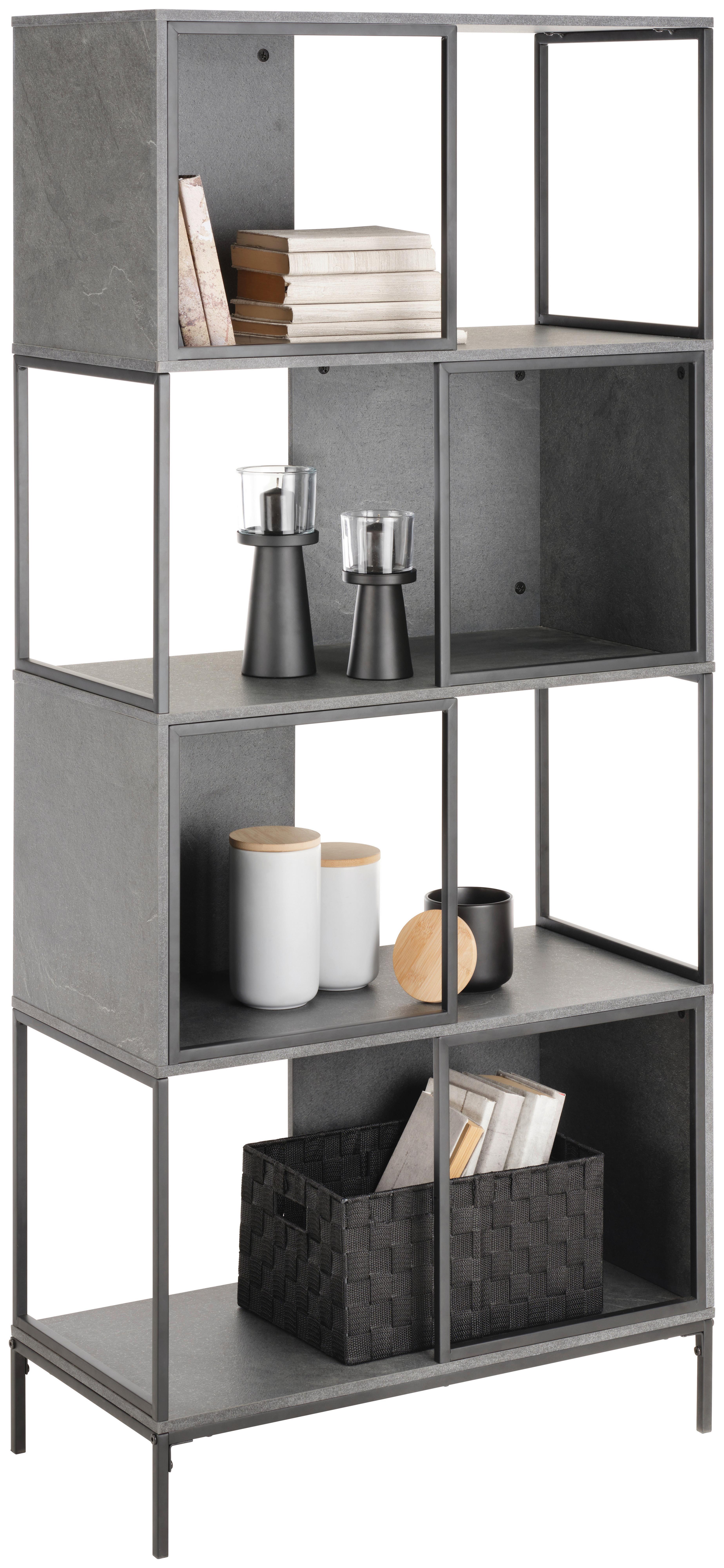 Raumteiler in Grau/Schwarz - Schwarz/Grau, Modern, Holzwerkstoff/Metall (70/158/35cm) - Mömax