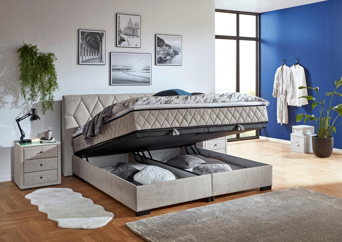 Box Krevet Maya B - svijetlo siva/crna, Konvencionalno, drvni materijal/drvo (200/220cm) - Based