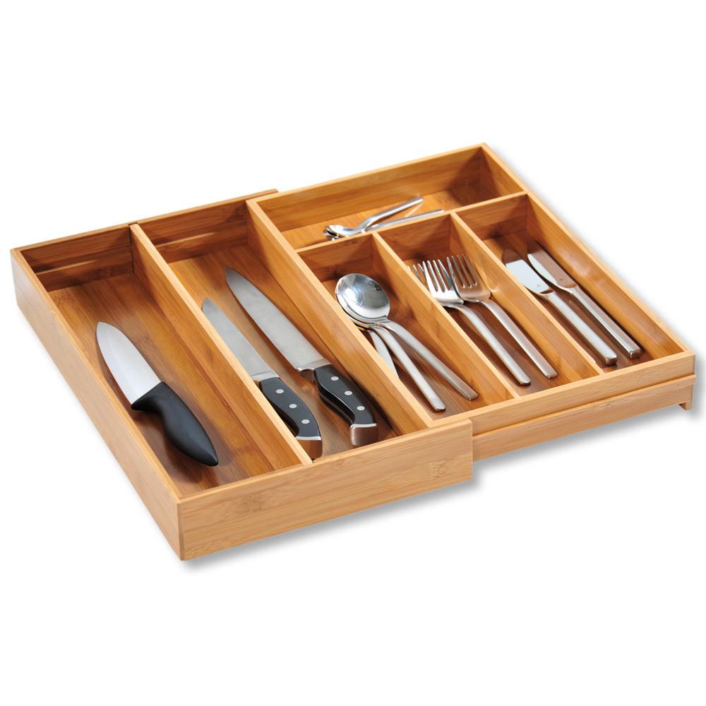 POJEMNIK NA SZTUĆCE BAMBUS NATURFARBEN - kolor naturalny, Basics, drewno (26/43/6cm) - Kesper