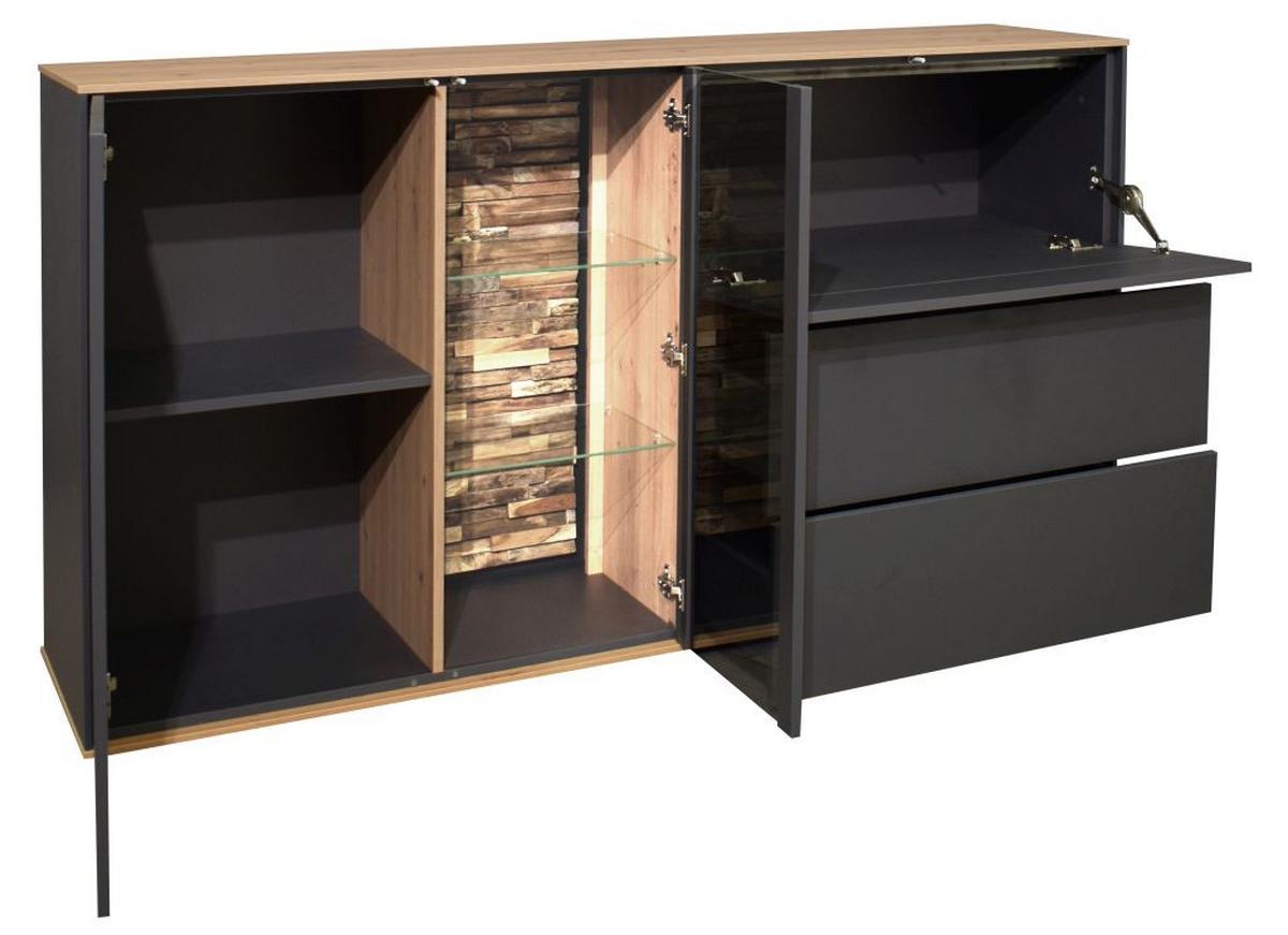 Servantă COMO - stejar Artisan/antracit, Modern, material pe bază de lemn (169/89/42cm) - Premium Living