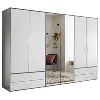 Dulap cu uși clasice Velas - alb/gri închis, Konventionell, sticlă/material pe bază de lemn (305/207/58cm) - Modern Living