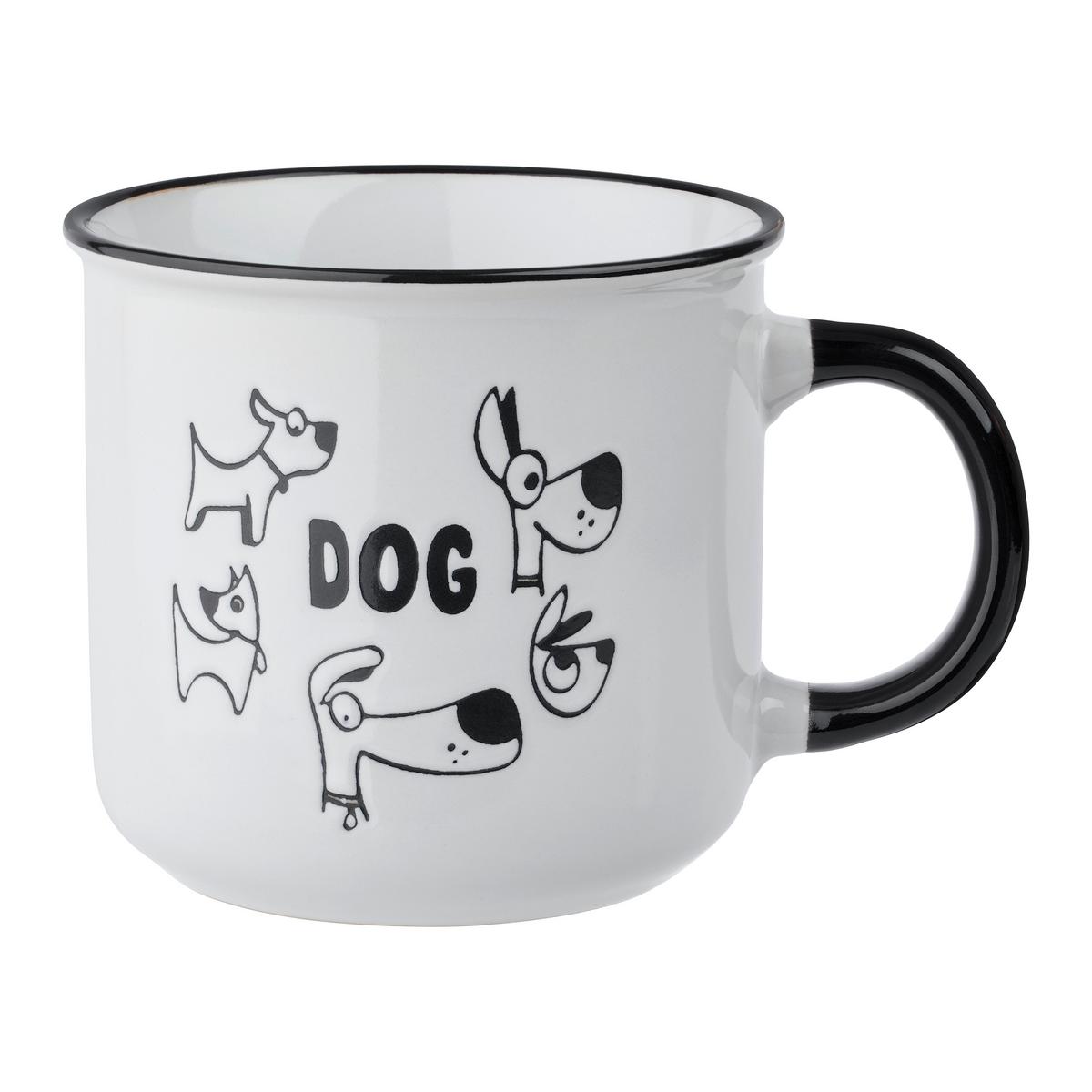 Tassenset Dogs Schwarz/Weiß 2-teilig - Schwarz/Weiß, KONVENTIONELL, Keramik (9,8/9,2cm) - Mömax