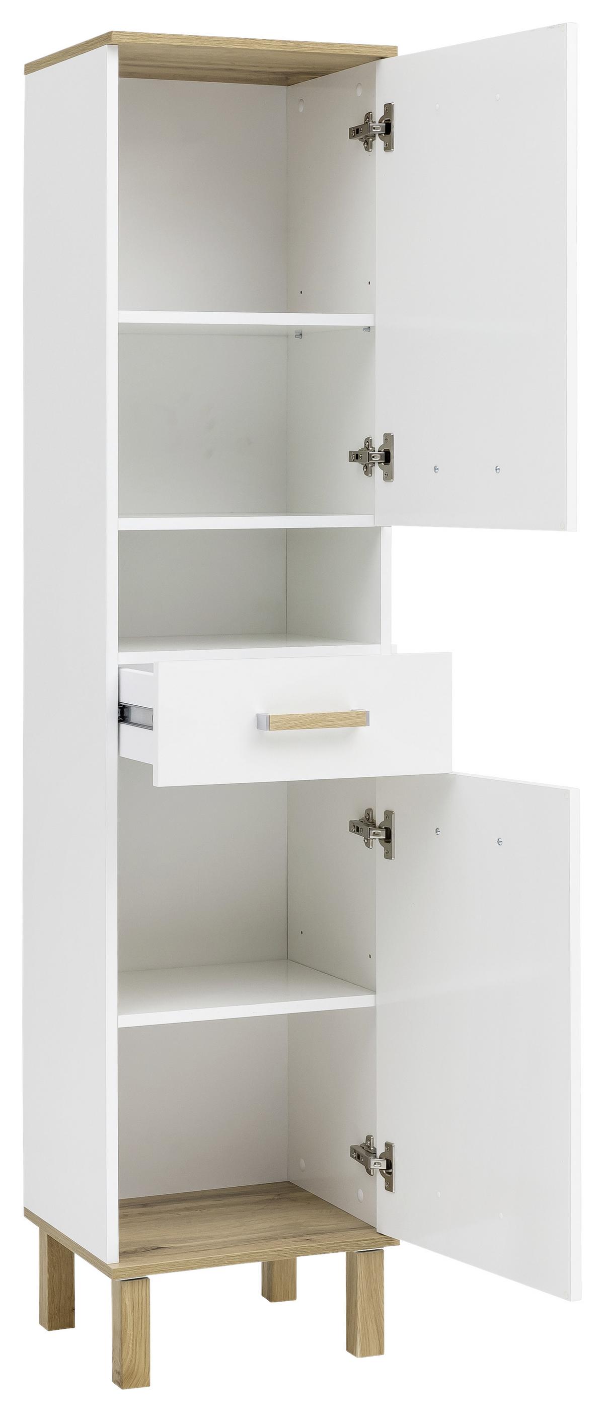 Hochschrank "Padua" , weiß - Eichefarben/Weiß, MODERN, Holz/Holzwerkstoff (40,4/178,5/35,0cm) - MID.YOU