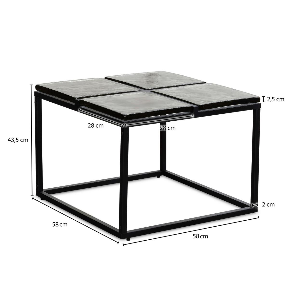 TABLE BASSE WL7.139 - noir, Design, verre/métal (58/58/43,5cm) - MID.YOU