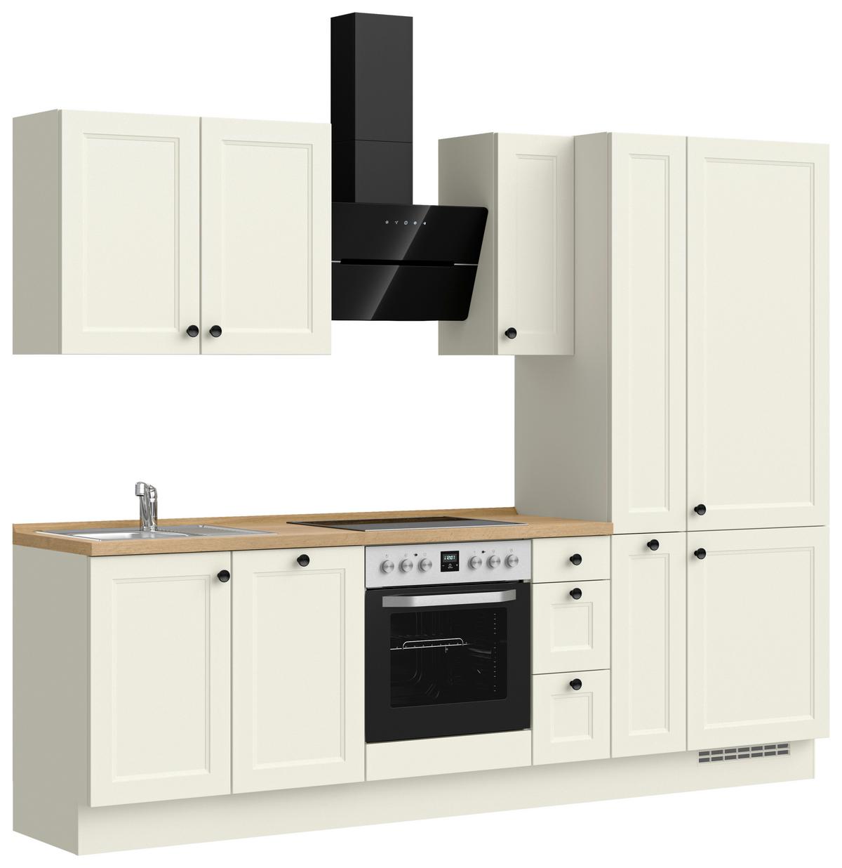 Küchenblock Cascada High m. Geräten Weiß - Eichefarben/Schwarz, MODERN, Holzwerkstoff/Metall (270cm) - Nobilia