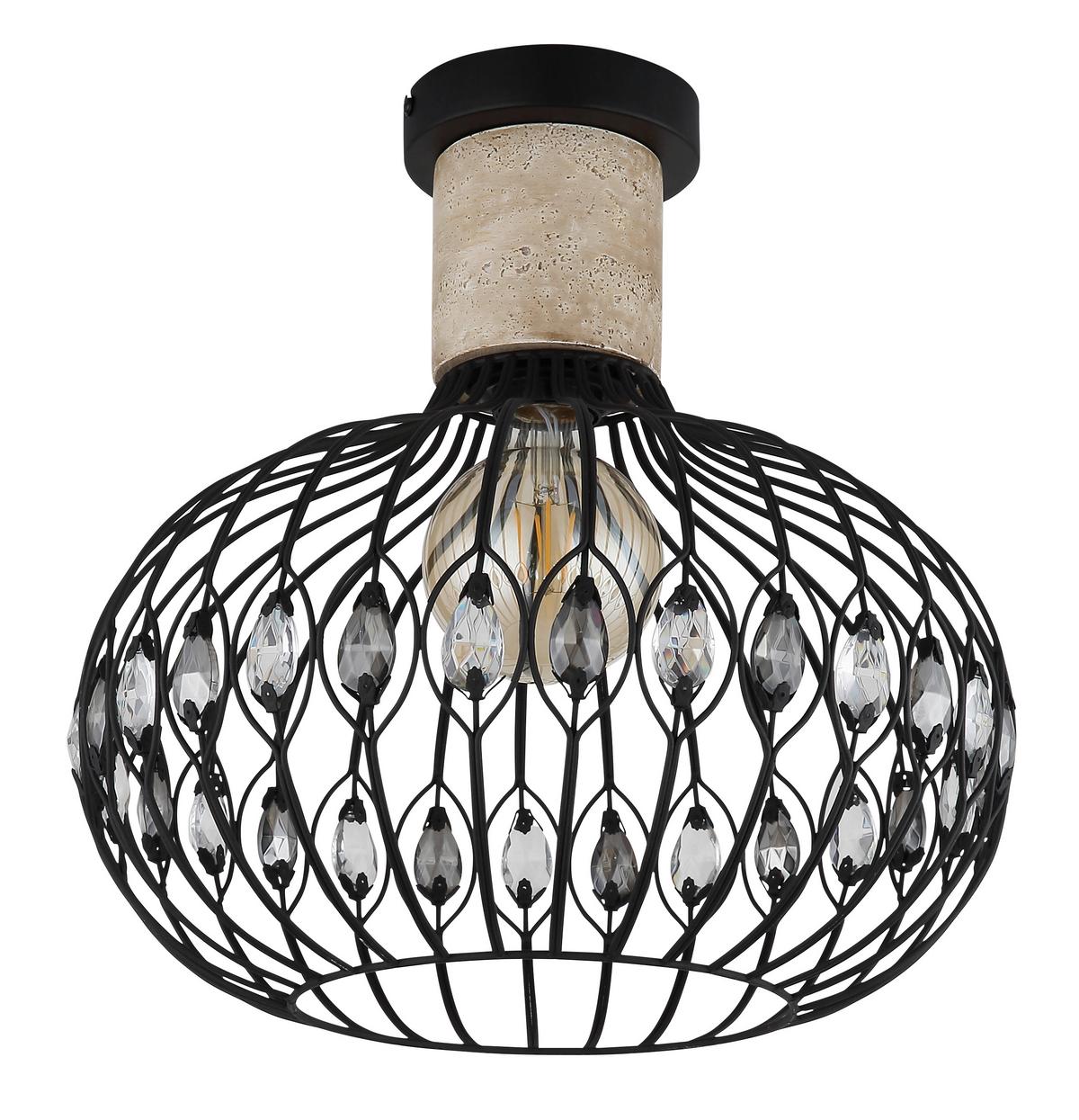 DECKENLEUCHTE 15778D DORTHY - Klar/Schwarz, Design, Glas/Stein (38/36,5cm) - Globo