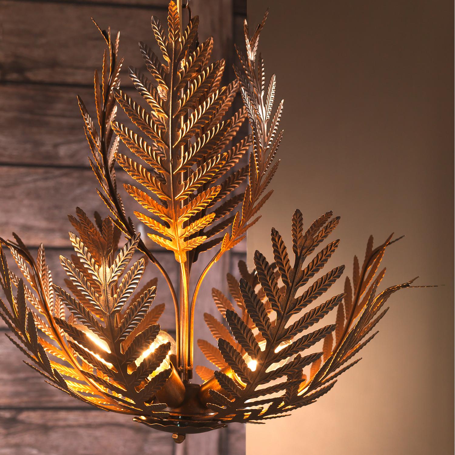 Hängeleuchte Felce Bronzo Bronzefarben max. 6 Watt - Bronzefarben, Natur, Metall (55/105cm)