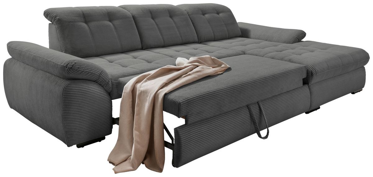 Ecksofa mit Bettkasten Rigatti ca. 314x184 cm Grau - Schwarz/Grau, MODERN, Textil/Metall (314/184cm) - Livetastic