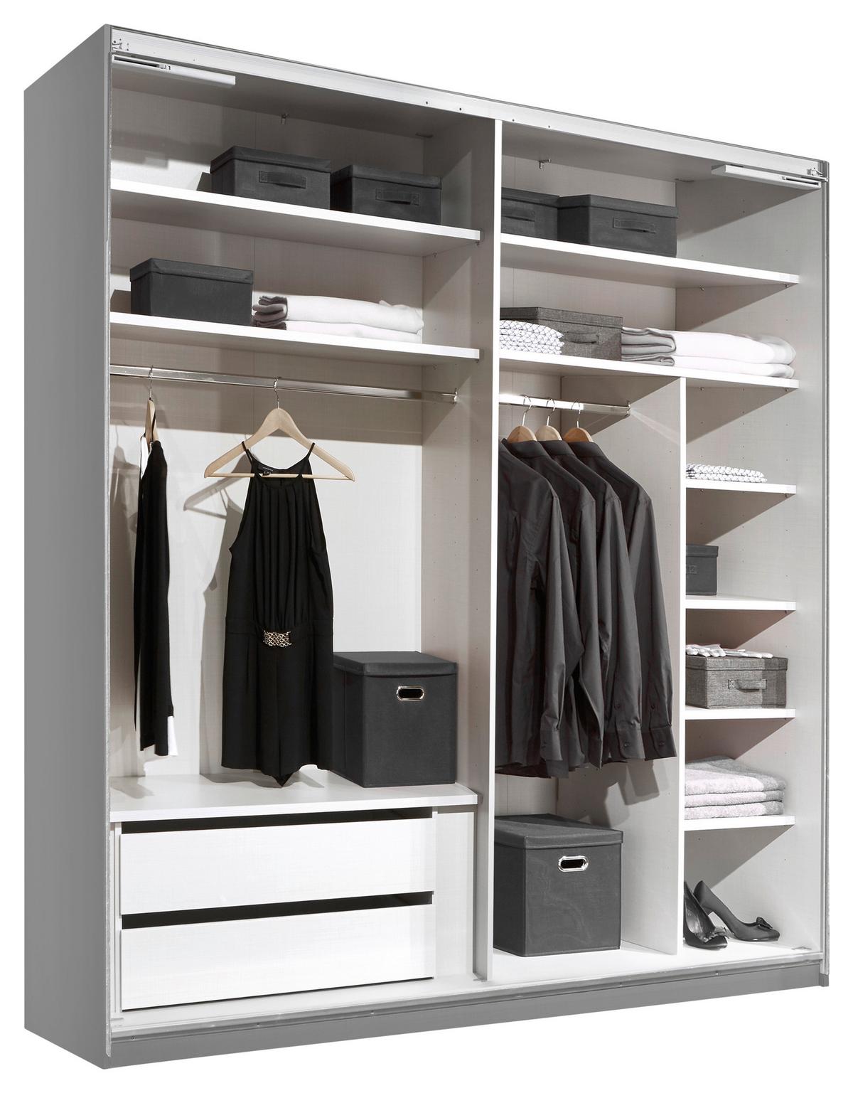 Ormar S Kliznim Vratima Includo - bijela/siva, Moderno, drvni materijal/metal (167/222/68cm) - Premium Living