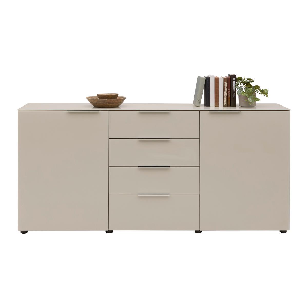 Sideboard Siena Kaschmir - Chromfarben/Kaschmir, MODERN, Glas/Holzwerkstoff (181/84/40cm) - Premium Living