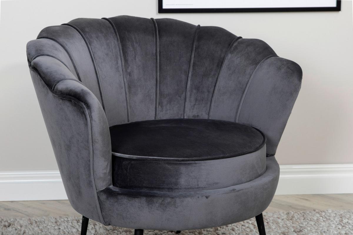 Sessel Calais ca. 83x76 cm Dunkelgrau Samt - Dunkelgrau/Schwarz, Design, Textil/Metall (83/76/77cm) - Livetastic