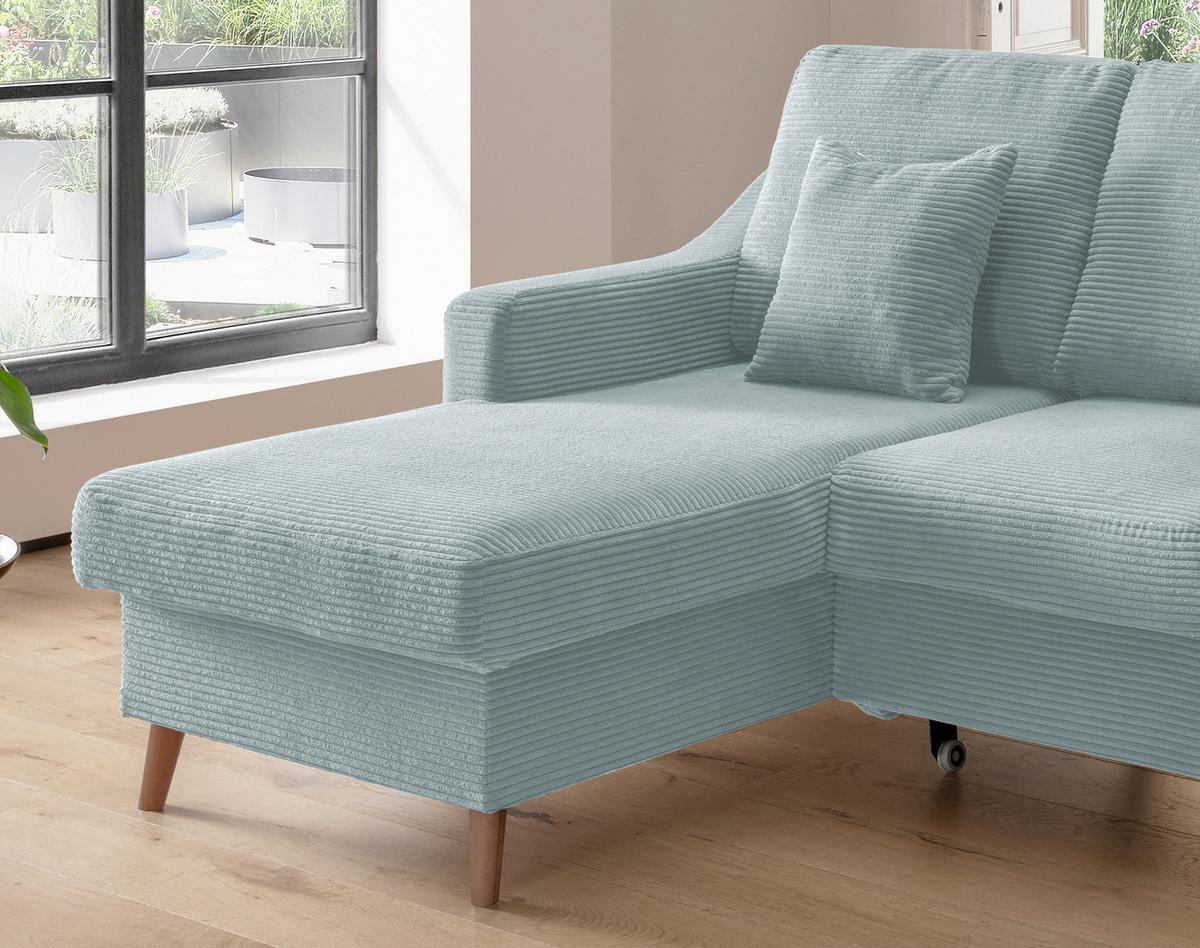 Ecksofa Valentina Hellblau Cord - Naturfarben/Hellblau, Design, Holz/Textil (150/228cm) - P & B