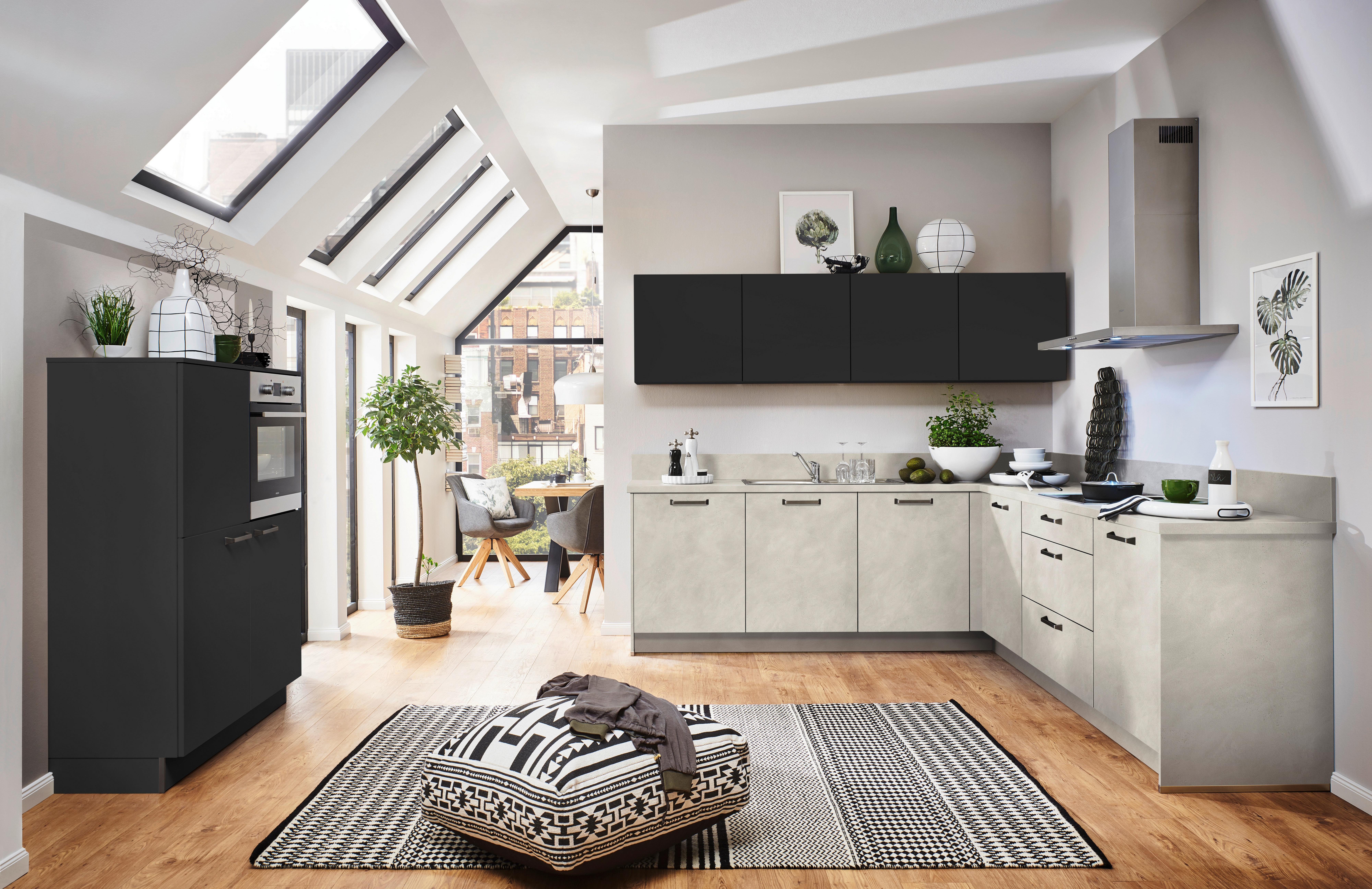 Einbauküche Lucca Plus in Grau/Schwarz - Schwarz/Grau, MODERN, Holzwerkstoff - Nolte Küchen