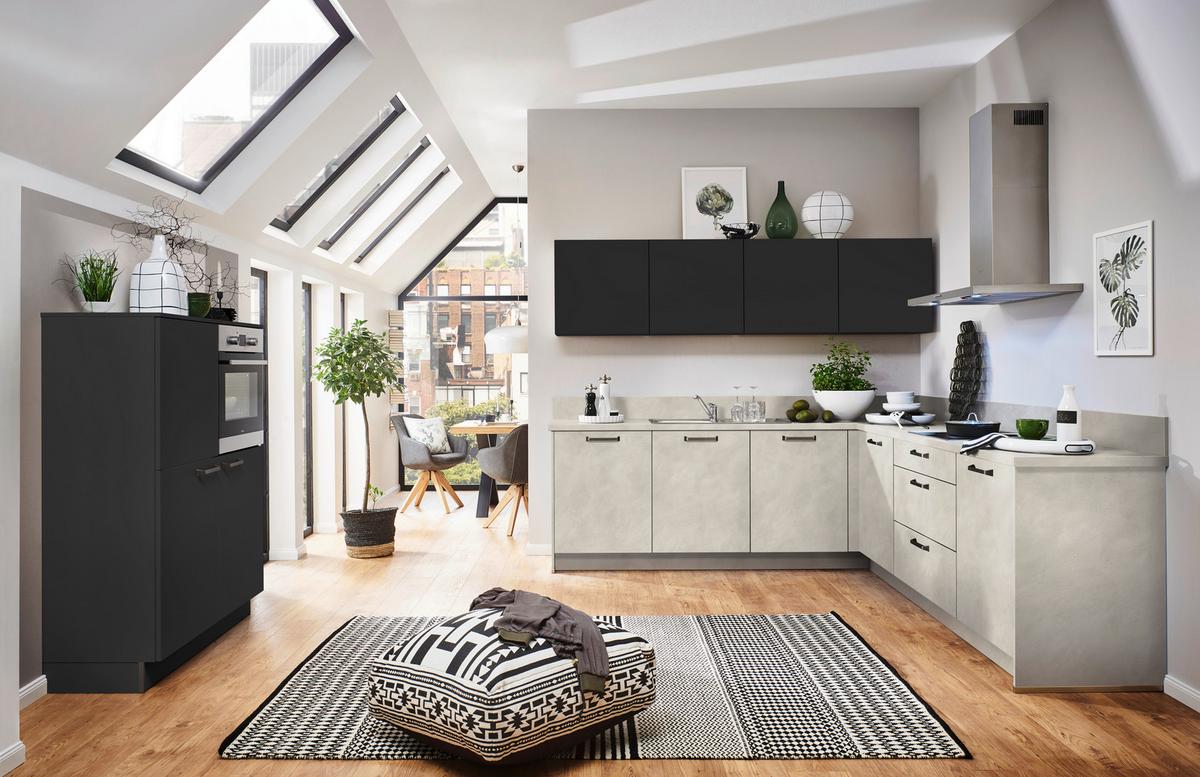 Einbauküche Lucca Plus in Grau/Schwarz - Schwarz/Grau, MODERN, Holzwerkstoff - Nolte Küchen