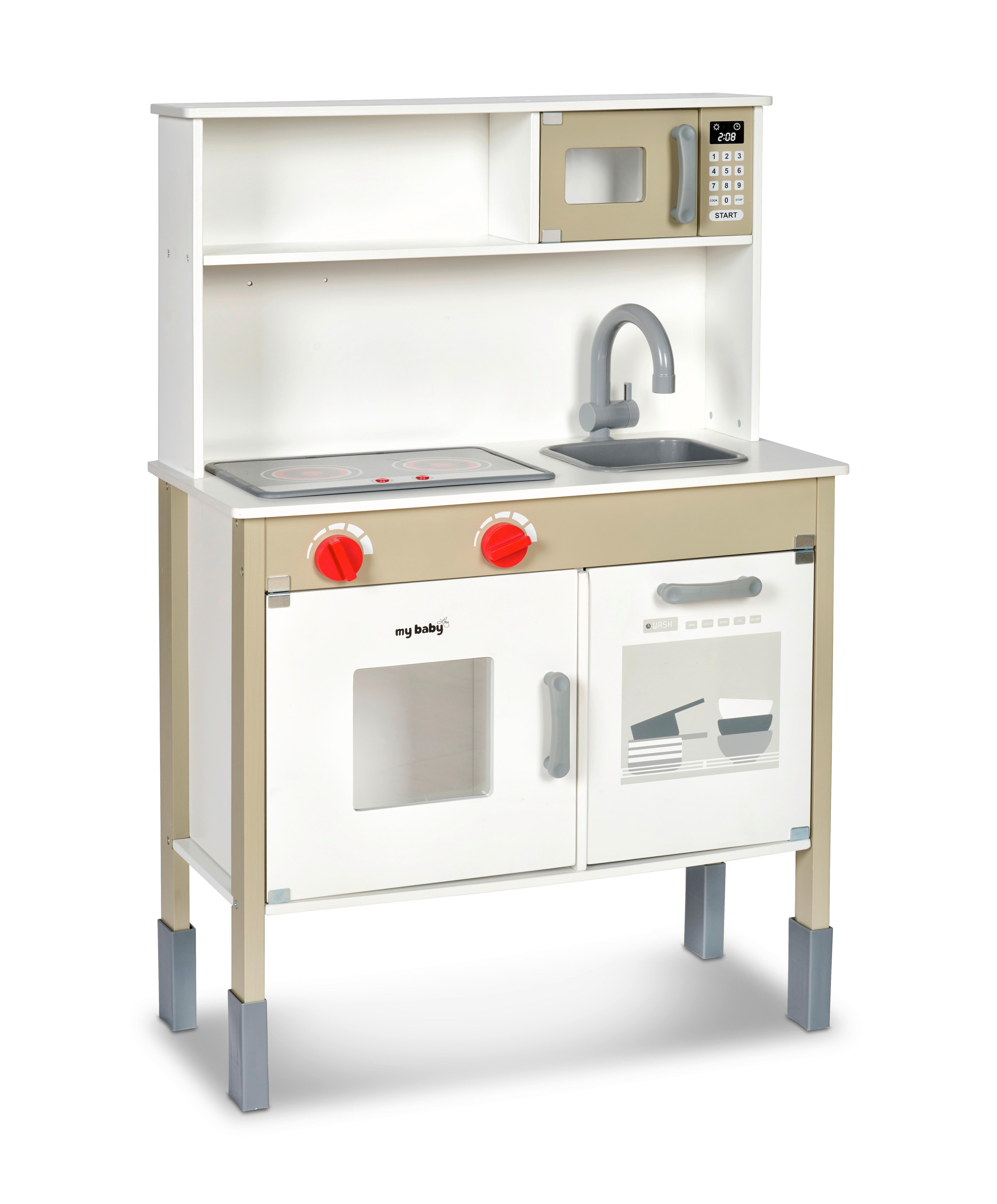 KUCHNIA DLA DZIECI 849133 - czarny/biały, Basics, materiał drewnopochodny/drewno (60/90/30cm) - My Baby Lou