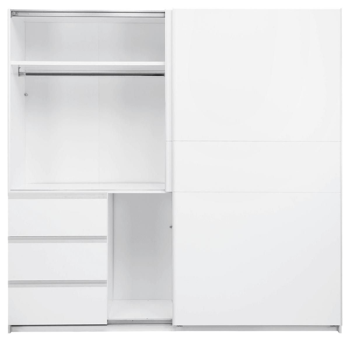 Omara Z Drsnimi Vrati Wilma, Bela - bela, Moderno, kovina/leseni material (215/210/61,5cm) - P & B