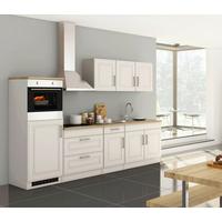Küchenblock Rom m. Geräten Weiß/Eichefarben - Alufarben/Weiß, MODERN, Holzwerkstoff/Metall (290cm) - Held
