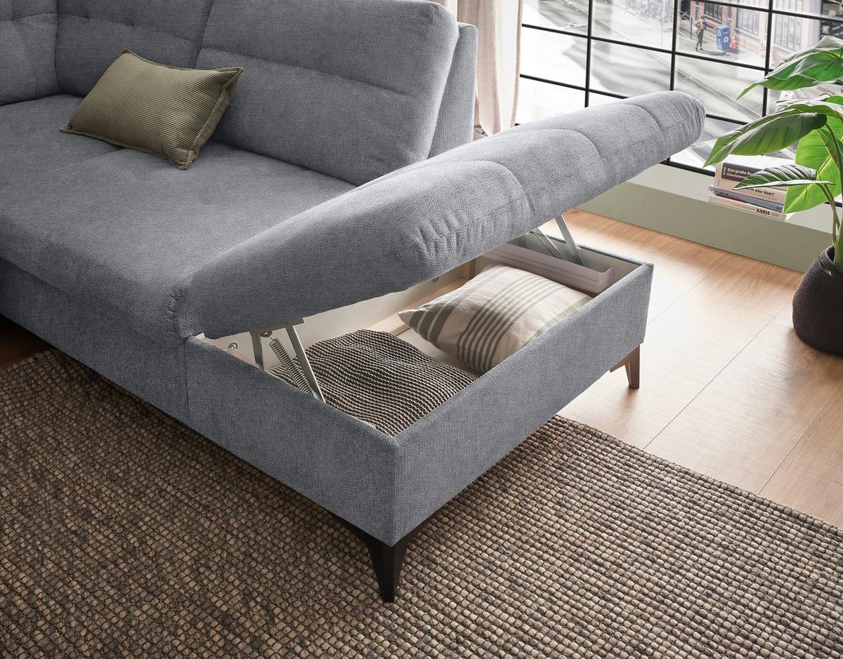 Wohnlandschaft Durban U ca. 170x324x218 cm Grau - Schwarz/Grau, KONVENTIONELL, Kunststoff/Textil (170/324/218cm) - MID.YOU