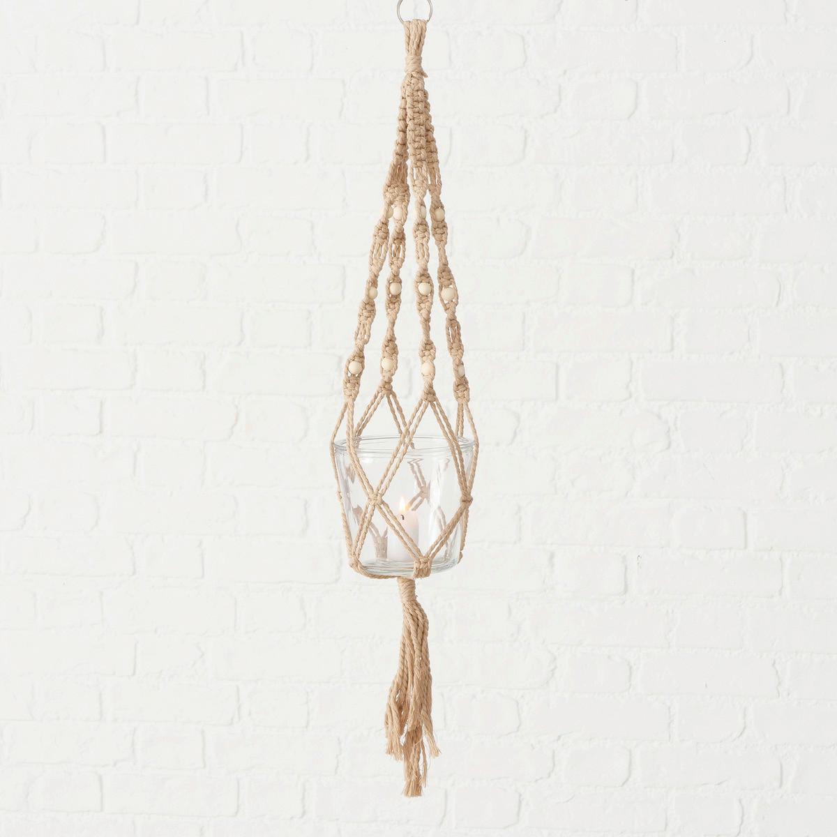 Ghiveci MAKRAMEE I - bej, Romantik / Landhaus, sticlă/materiale naturale (80cm) - Modern Living