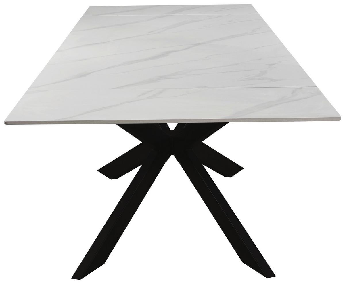 Ausziehtisch Leon Weiß ca. 180-260x90x76cm - Schwarz/Weiß, MODERN, Keramik/Metall (180-260/90/76cm) - Premium Living