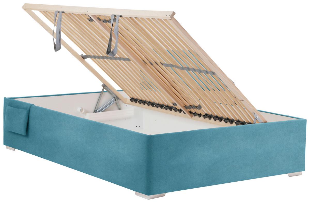 Bett Remi Petrol ca. 140x200cm - Chromfarben/Petrol, KONVENTIONELL, Holz/Kunststoff (140/200cm) - Mömax