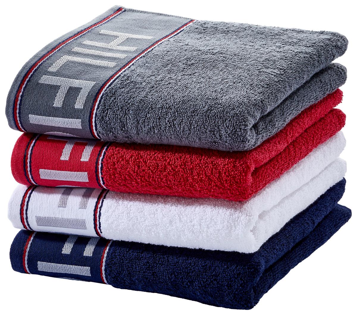 RĘCZNIK DEGREE - ciemnoniebieski, Basics, tkanina (50/100cm) - Tommy Hilfiger